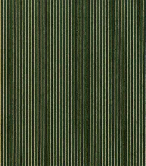 Metallic Gold Stripe on Green Holiday Cotton Fabric 